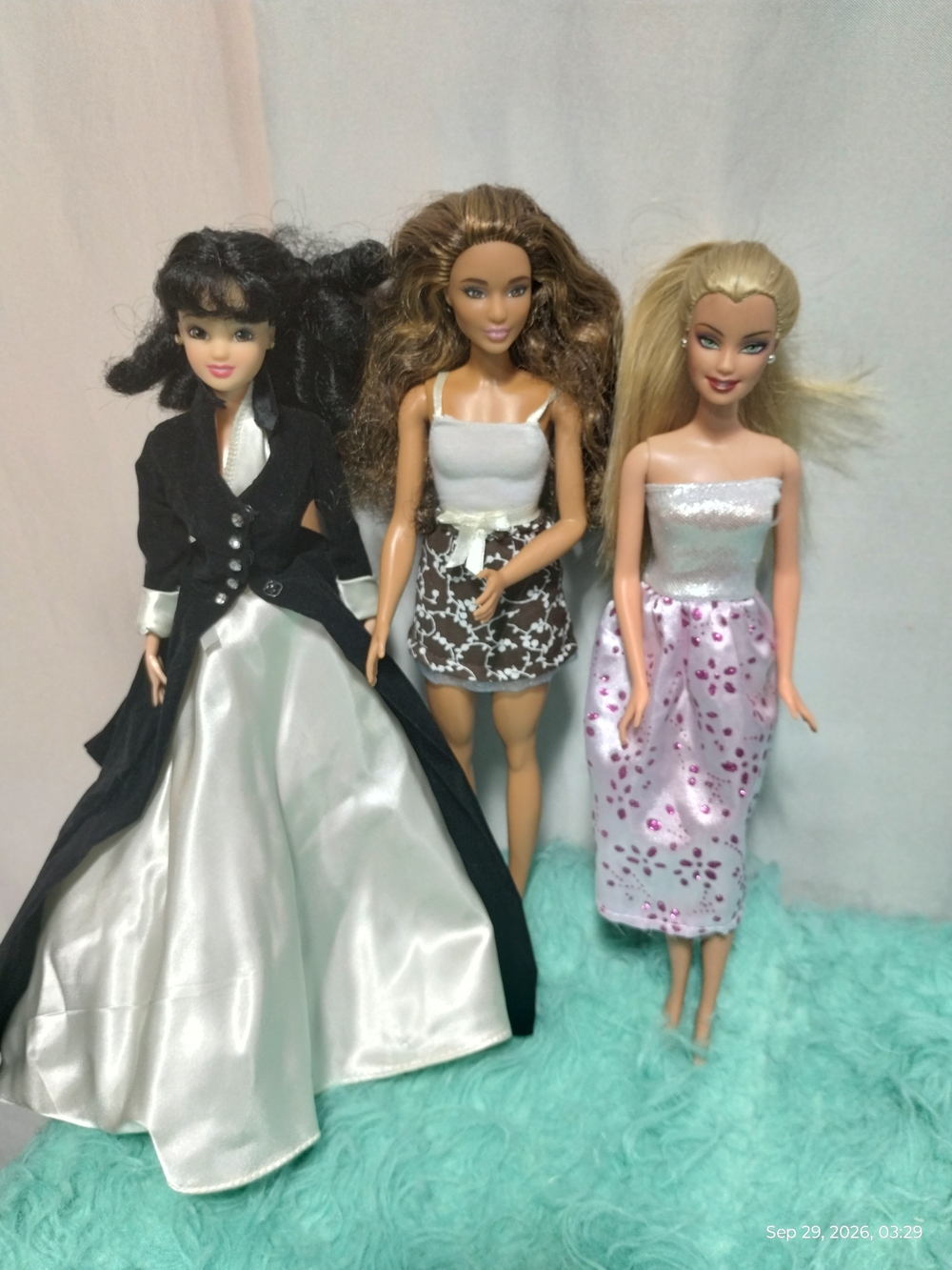 Barbie Dolls Trio with Black, White, Brown, Blonde Hair